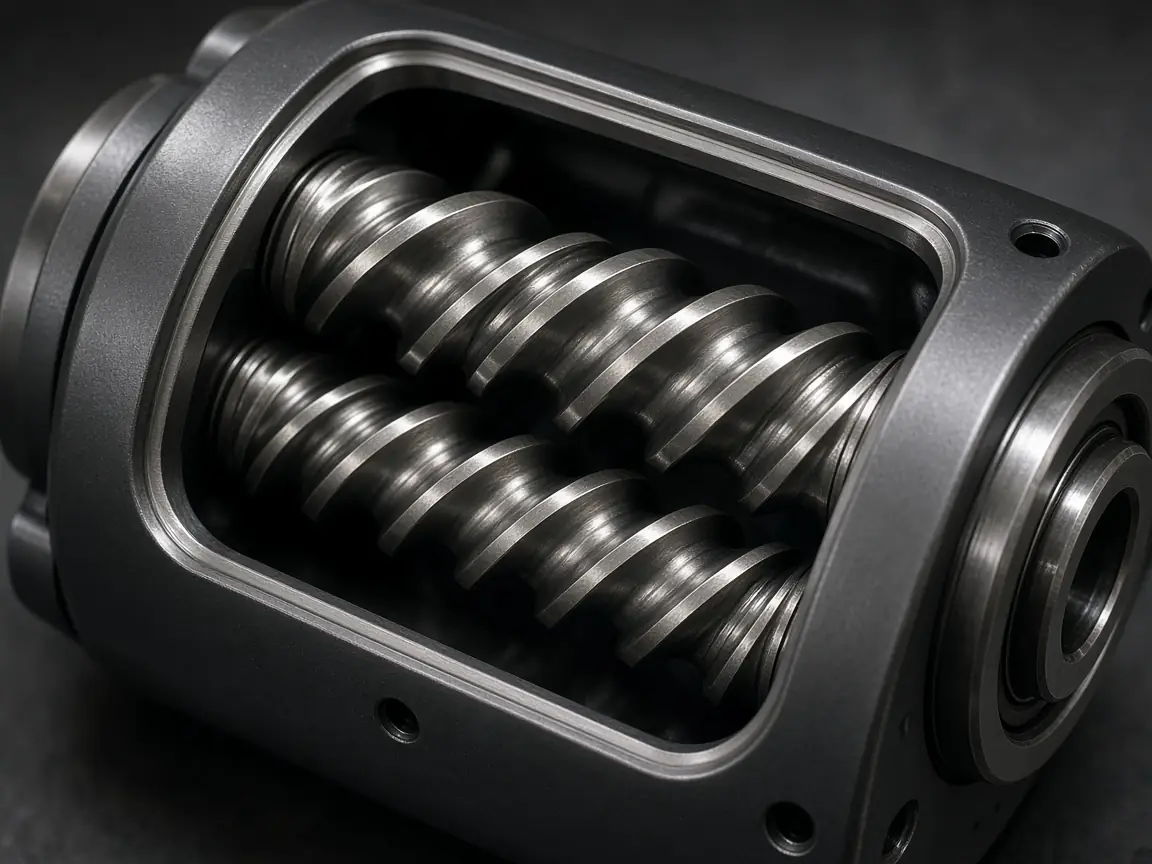 Helical screw rotors of an industrial airend